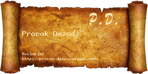 Prorok Dezső névjegykártya